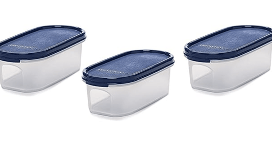 Signoraware 500ml Modular Storage Container with Lid | Food Grade Bpa-Free Plastic Jar Boxes | Freezer Microwave Safe Leak-Proof | Unbreakable Kitchen Organizers (Oval | Set 3 Maroon)