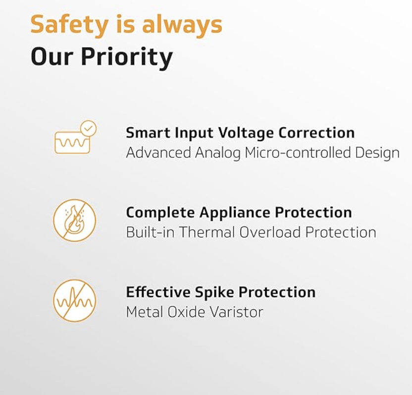 140 सेमी (55 इंच) तक के स्मार्ट/एलईडी टीवी के लिए वी गार्ड क्रिस्टल प्लस स्टेबलाइजर