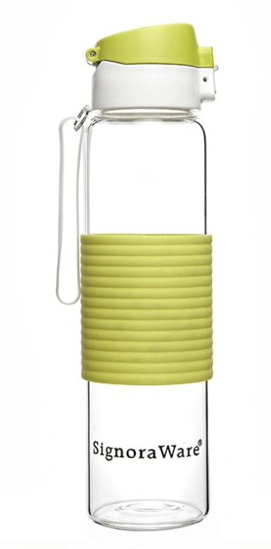 Signoraware Aqua Flip Top Glass Water Bottle, 350ml, Multicolor