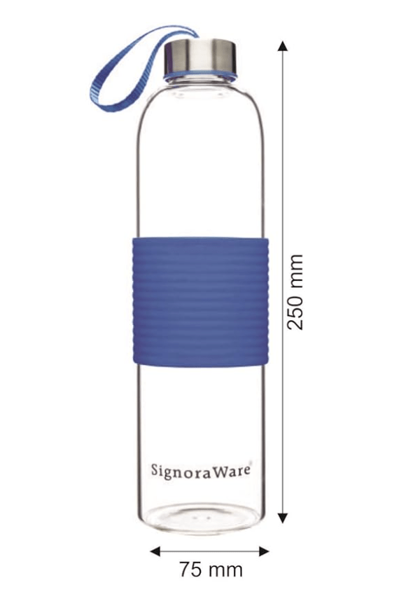 Signoraware Aqua Star Bottle, 750 ML with silicon Sleeve, Multicolor