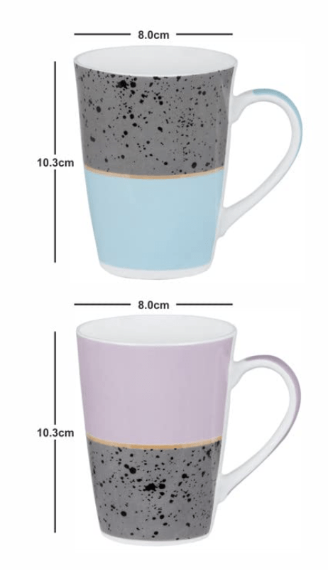 Roxx Porcelain Large Coffee Mugs Set of 4 Pieces 300ml RX-7150-ABCD