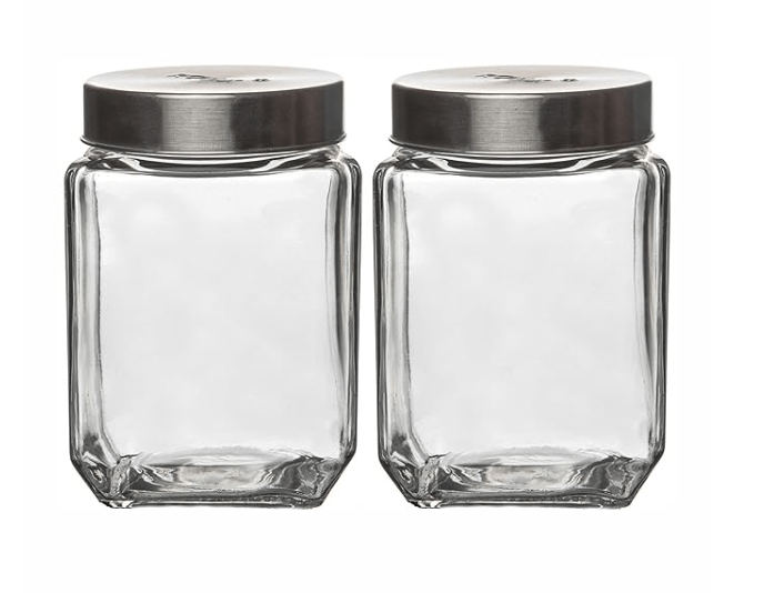 Roxx Glass Trigo Storage Jar With Lid Set of 2 Pieces 700ml