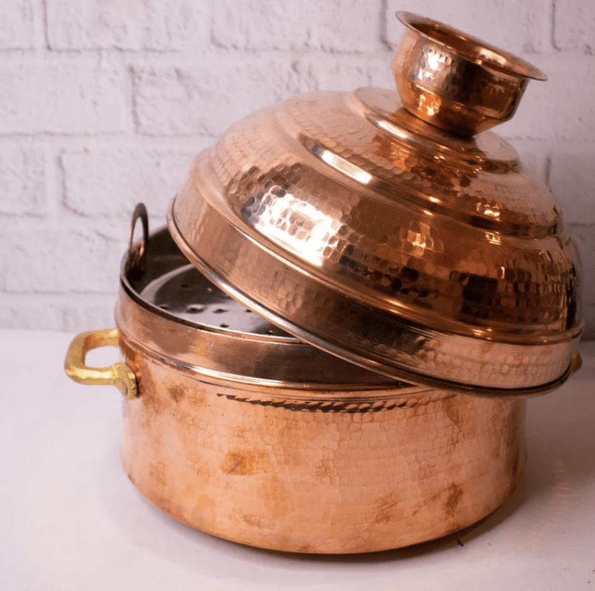 पारंपरिक तांबे का मोदक पात्र - स्टीमर पोत