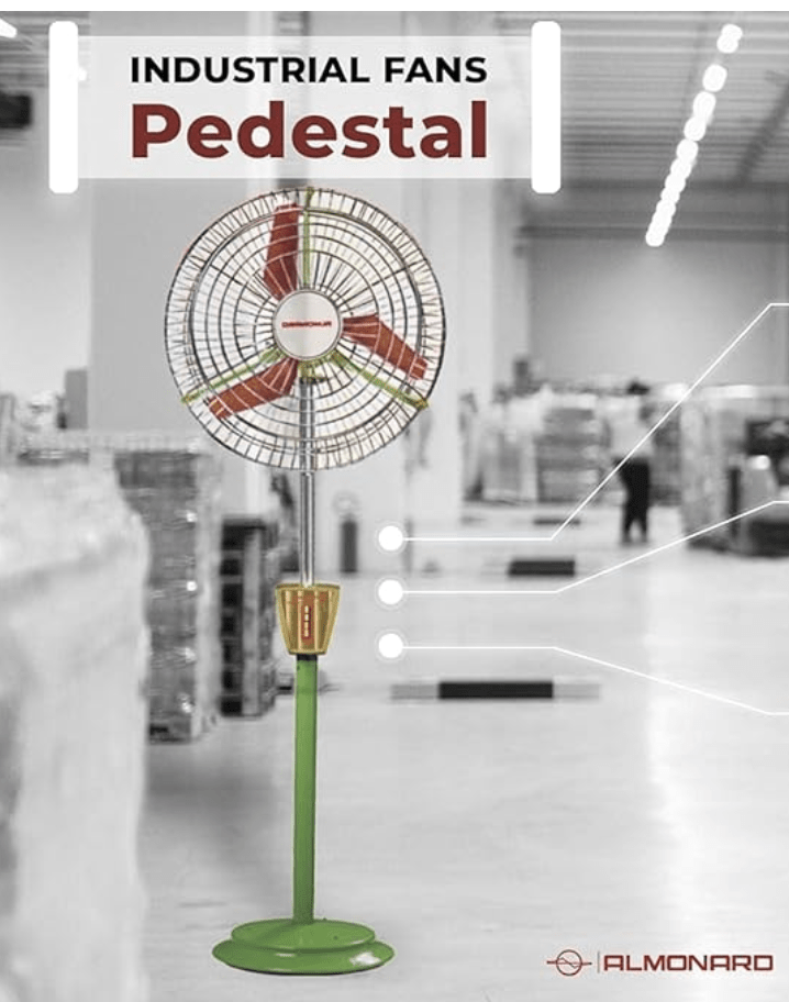 Almonard 100W & High Air Throw Height Adjustable Pedestal Fan (18-inch, Green)