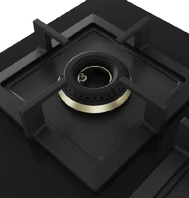 Bosch Built in Gas Hob Black Tempered glass Glass 5 Burner Auto Ignition 90 cm True Brass 2D Ring Burners with Matt Black Heat Shields & Cast Iron pan supports (PNV9B6F20I)