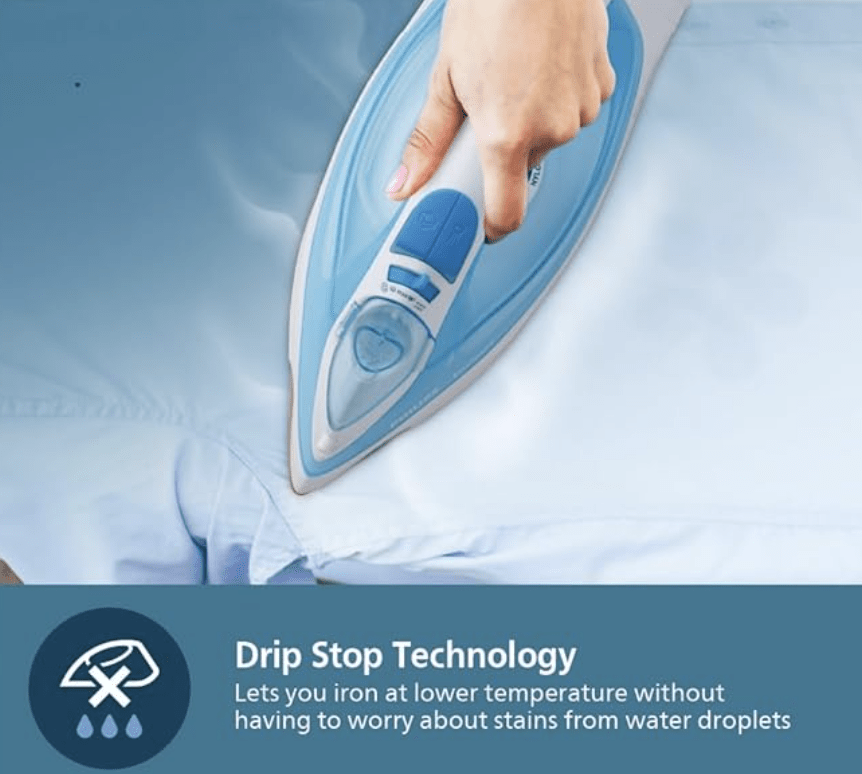 Philips Steam Iron GC1028/20 – 2000-watt, From World’s No.1 Ironing Brand*, Golden non-stick soleplate, Steam Rate of up to 25 g/min, Drip Stop Technology