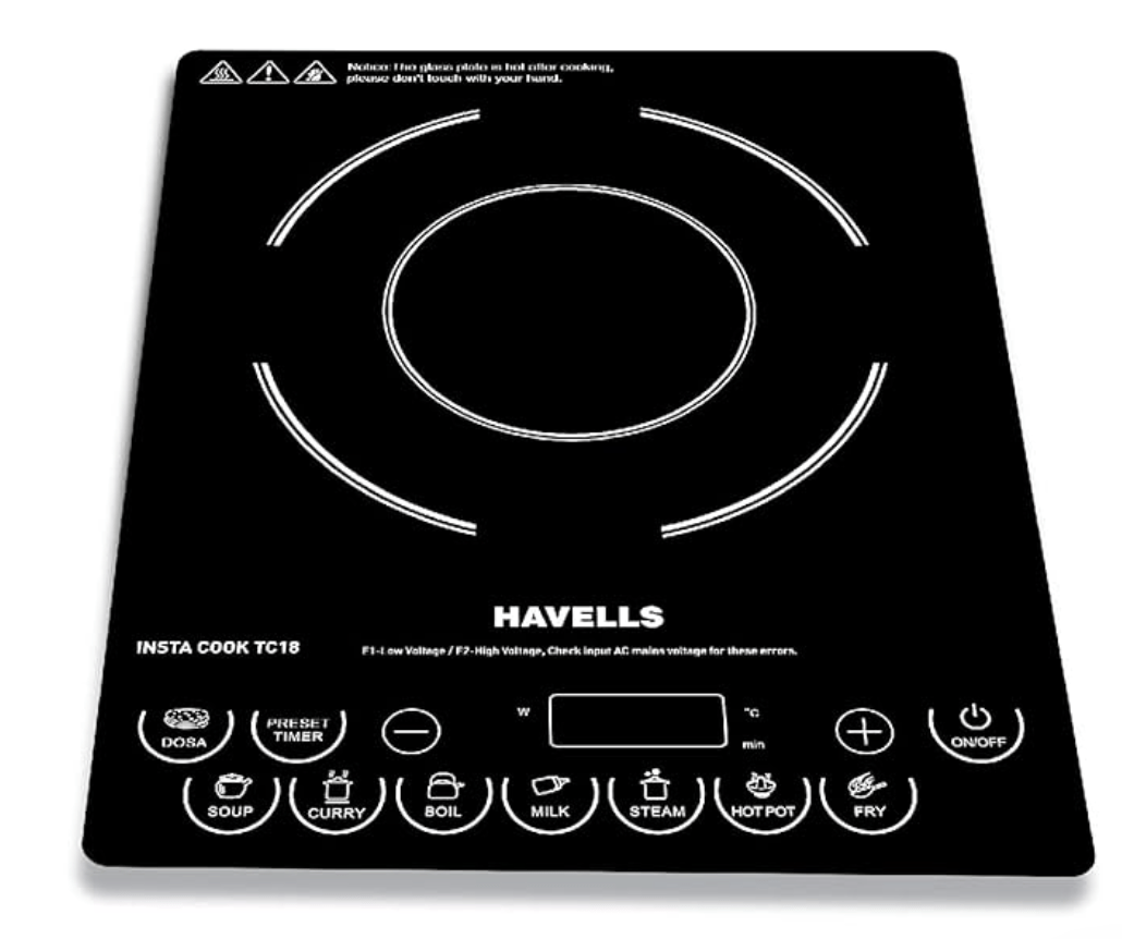 ஹேவெல்ஸ் இண்டக்ஷன் குக்டாப் டிசி 18 1800 வாட் (கிரிஸ்டல் கிளாஸ், கருப்பு) (Ghcicdqk180)