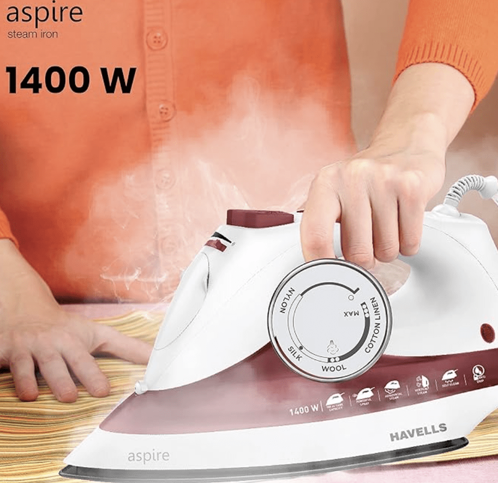 Havells Aspire 1400-Watt Steam Iron (Red)