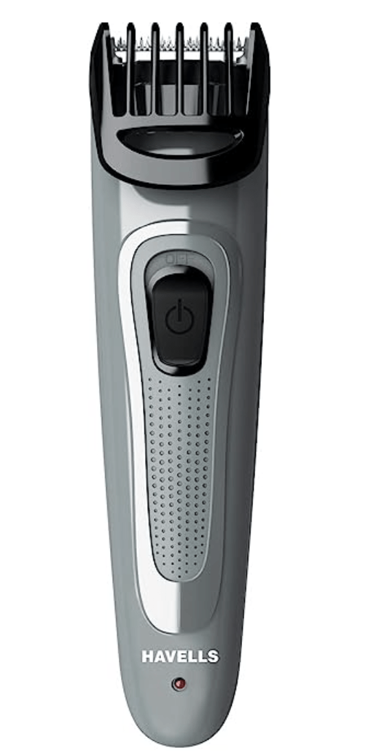 Havells Bt5100C Rechargeable Beard Trimmer with Hypoallergenic Blades; Zero Trim with 0.5 Mm Precision;Upto 17Mm Length Setting for All Trending Styles; 45 Min Runtime, Battery Powered Black & (Grey)
