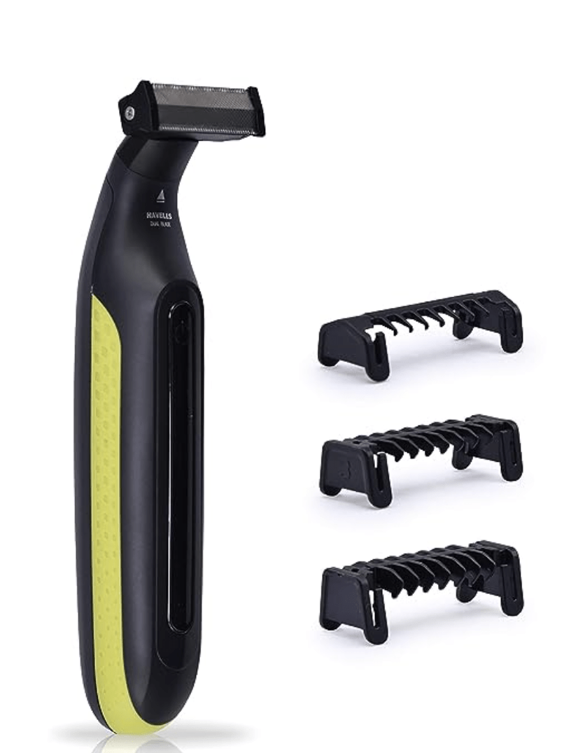 Havells UniBlade (Shaver cum Trimmer) | Rechargeable battery | 60 minutes Runtime | For Wet and Dry shave (IPX6) | 3 Trimming Combs | Travel friendly pouch | Black and Yellow | ST7000
