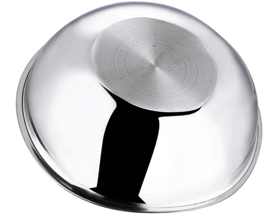 Vinod Platinum Triply Stainless Steel Extra Deep Tasla -2.5 Litre (22 cm) | 2.5 mm Thick | Steel Tasra Kadai/Kadhai | 5 Year Warranty | Induction & Gas Friendly, Heavy Bottom - Silver