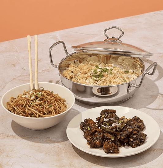 विनोद स्टेनलेस स्टील कढ़ाई ग्लास ढक्कन के साथ - 1.7 लीटर, 20 सेमी | अतिरिक्त मोटा, SAS भारी तली | खाना पकाने के लिए कढ़ाई | इंडक्शन और गैस बेस | 2 साल की वारंटी - सिल्वर