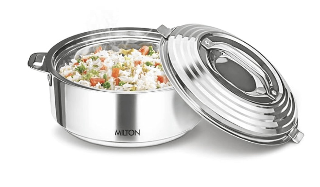 MILTON Galaxia 2500 Double Walled Stainless Steel Casserole, 2.45 litres, Silver | PU Insulated | Hot & Cold | Hygiene | Odourless