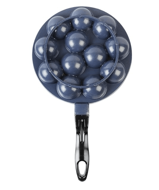 Vinod Zest Aluminium Non Stick Paniyarakal With Glass Lid - 12 Cavities, 20.5Cm | 3Mm Thick | 3 Layer Coating | Metal Spoon Friendly |Toxin Free | 1 Year Warranty - Black