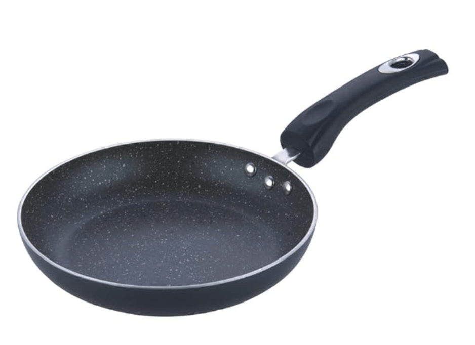 Vinod Zest Marbilo Aluminium Non Stick Frypan - 24 cm | Skillet Pan | 3 mm Thick | 5 Layer Coating | Stain Resistant |Stay Cool Handle | Induction & Gas Base | 1 Year Warranty