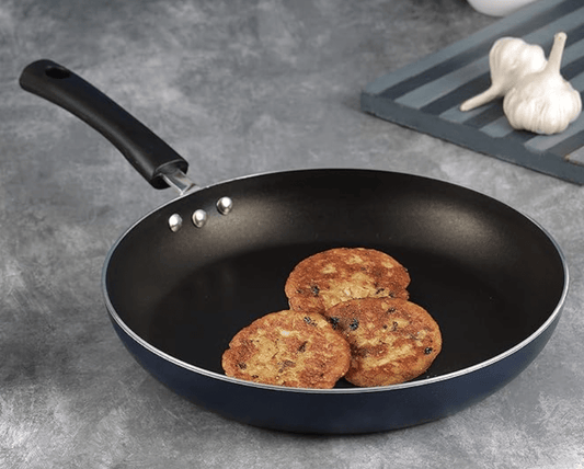 Vinod Zest Aluminium Non Stick Frypan - 24 cm | Skillet Pan | 3 Layer Ceramic Coating | 3 mm Thick | Metal Spoon Friendly | Gas Base, Toxin Free - 1 Year Warranty