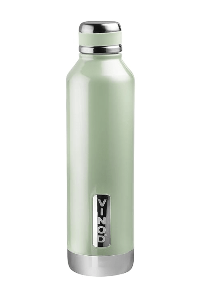 Vinod Bling Stainless Steel Vacuum Insulated Water Bottle - 750ml | Hot & Cold Thermosteel Bottle | Leak Proof | for School, College, Office, Gym, Kids - Light Green