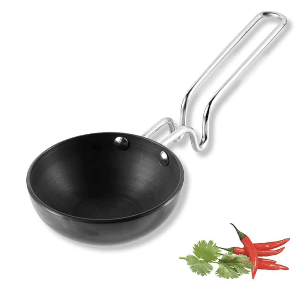 Vinod Black Pearl Hard Anodised Tadka Pan - Large | 3.25mm Thickness | Natural Stick Resistant | Metal Spoon Friendly | Balance Design Handle | 2 Year Warranty - Black