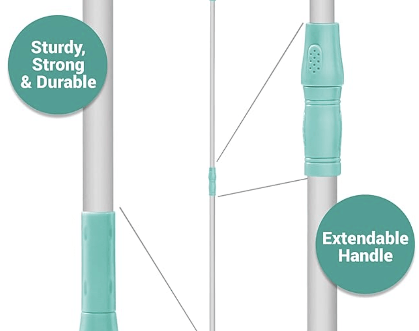 Spotzero by Milton Plastic Web Blaster Jala Cleaning Broom/Brush with Long Extendable Handle and Flexible bristles (Aqua Green)