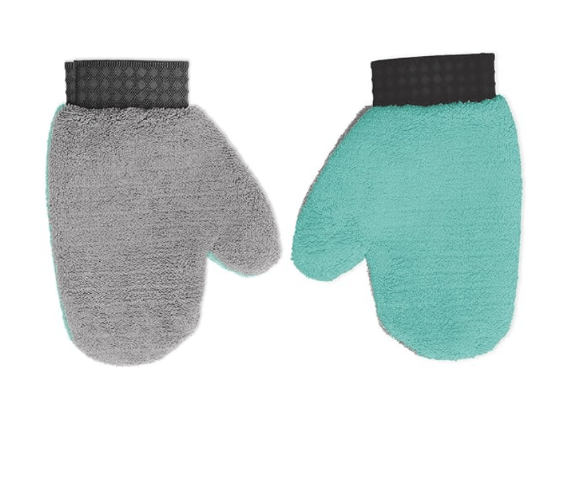 Spotzero By Milton Rubber Boon Microfiber Gloves (Aqua Green & Grey), Pack of 1