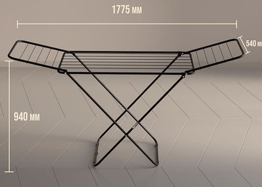 Cloth Drying Stand - 3 Way Folding, 42 Feet Drying Length, 20 Drying Rails (Black)