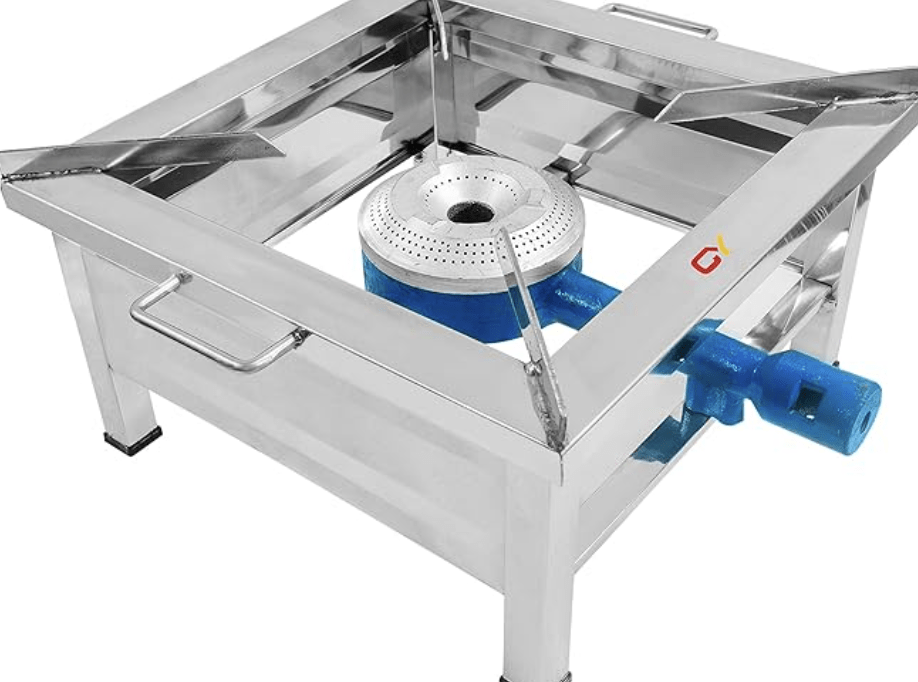 ஒற்றை பர்னர் ஸ்டெயின்லெஸ் ஸ்டீல் ஸ்கொயர் கமர்ஷியல் கேஸ் ஸ்டவ் கேண்டீன் பட்டி (வெள்ளி; 12 LX 12 BX 8 H அங்குலம்)