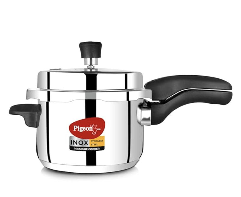 ஸ்டோவ்கிராஃப்ட் ஐனாக்ஸ் ஸ்டெயின்லெஸ் ஸ்டீல் 5 லிட்டர் (14046), இண்டக்ஷன் பேஸ் பிரஷர் குக்கர், வெளிப்புற மூடி, வெள்ளி மூலம் புறா