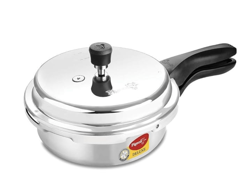 Pigeon by Stovekraft Deluxe Aluminium Outer Lid Pressure Cooker without Induction Base, 2 Litres, Silver