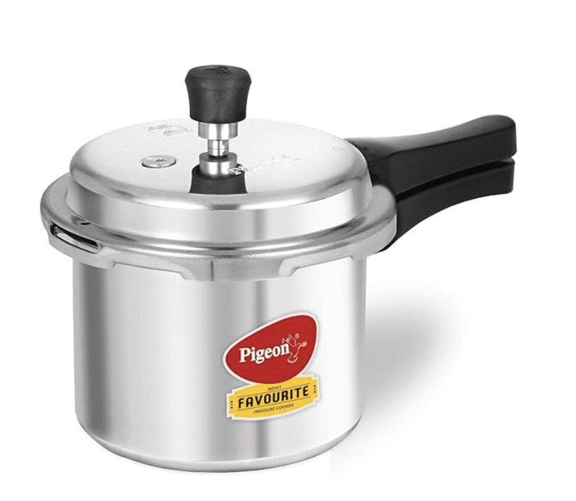 Pigeon By Stovekraft Favourite Aluminium Pressure Cooker with Outer Lid Gas Stove Compatible 3 Litre Capacity for Healthy Cooking (Silver)