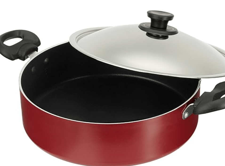 Pigeon by Stovekraft Non-Stick Biriyani Pot with Lid, 5 Litres, Red, Aluminium