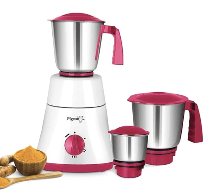 Pigeon by Stovekraft Classic Pro 550 Watts Mixer Grinder with 3 Stainless Steel Jars for dry grinding, wet grinding and making chutney