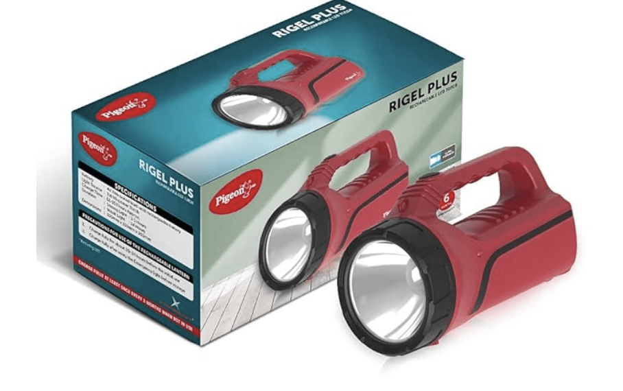 Pigeon by Stovekraft Rigel Plus Led Emergency Rechargeable Lamp with 2000 Mah Battery and 14 Hours Backup (Red) Pack of 1