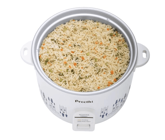 Preethi Glitter Electric Cooker, 1.8 Liters with Double Pan - White & Blue, (RC325)