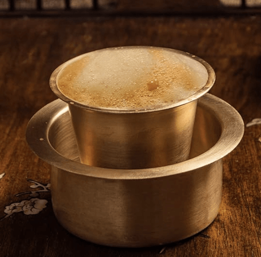 Brass Dabara Set - Plain Brushed Matte Finish - For South Indian Filter Coffee - 120ml