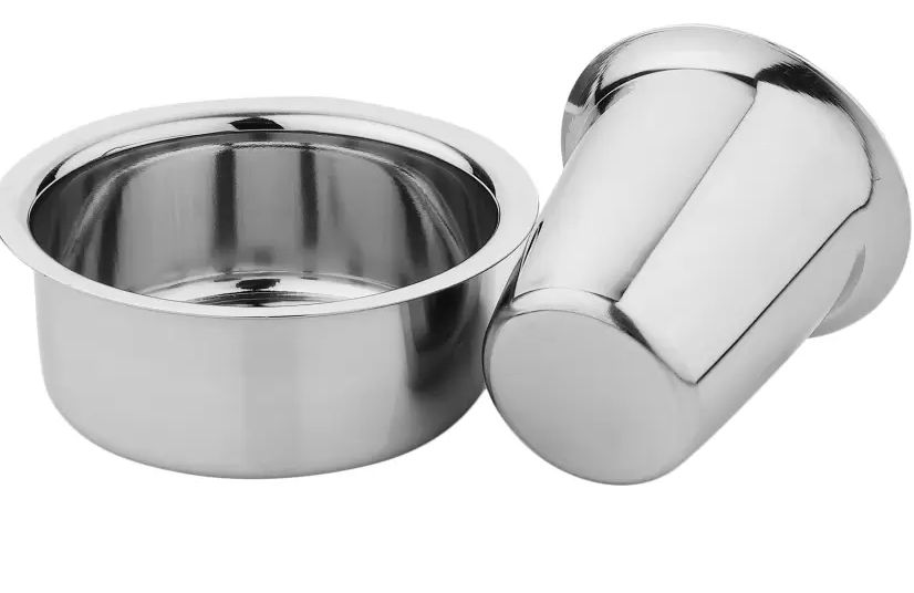 South Indian Coffee Glass Tumbler Stainless Steel Tumbler (100 ml, Pack of 3)