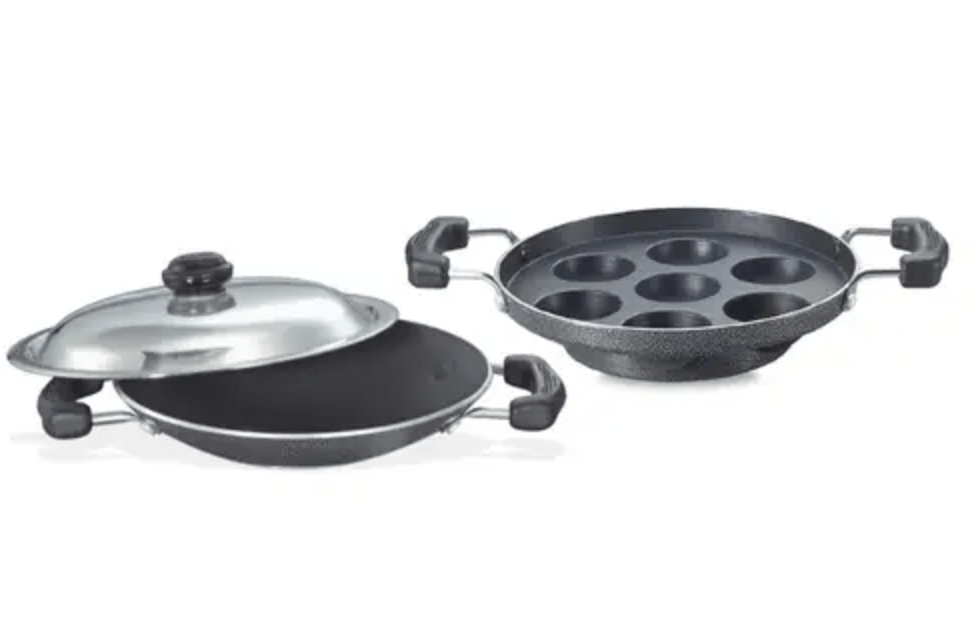 பிரெஸ்டீஜ் ஒமேகா செலக்ட் பிளஸ் நான்-ஸ்டிக் கோடட் அப்பச்செட்டி மற்றும் பணியரக்கல் காம்போ தலா 20 செ.மீ, (கருப்பு)