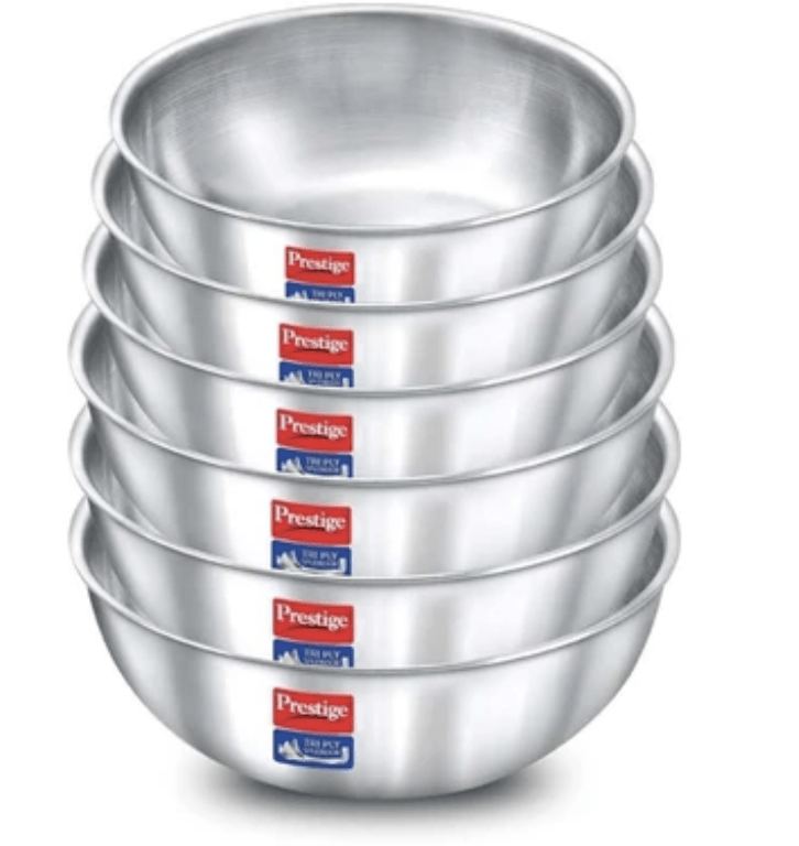 Prestige Splendor Silver Triply Induction Tasla Kadai - Set of 6