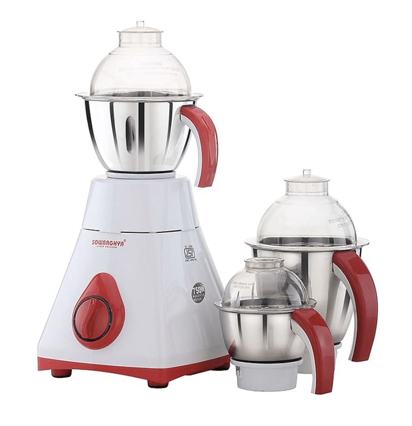 Sowbaghya Magic 750Watts Mixer Grinder 110V For Usa & Canada (Not For India) , White Wtth Red