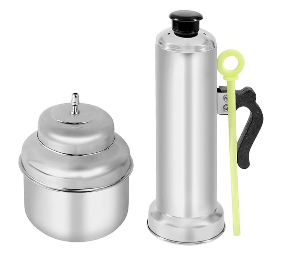 SOWBAGHYA Stainless Steel Puttu Maker and Mini Boiler Set- Silver | Puttu Kudam | Puttu Maker with Steamer Plate & Stick | Induction Base | Suitable for Pressure Cooker
