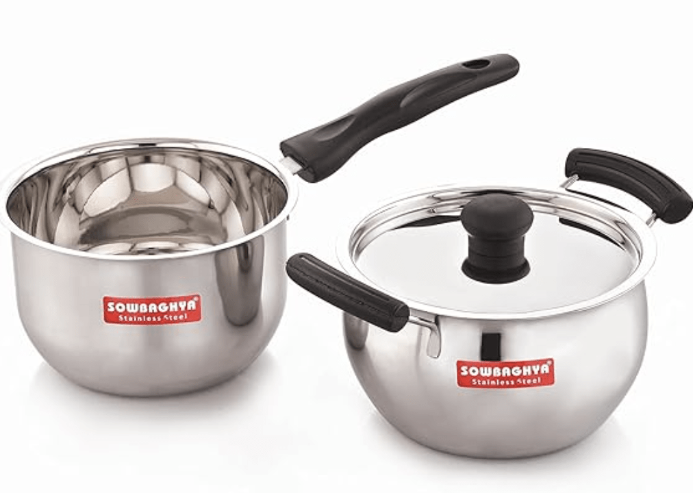 Sowbaghya Stainless Steel 3Pcs Ultima Gift Set - ISS25 (Sauce pan and Dutch Oven with Lid) 1500ml