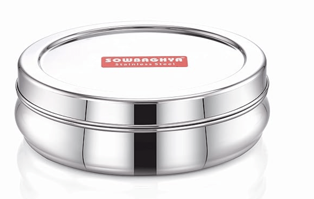 SOWBAGHYA Stainless Steel Chappathi Dabba | Puri/Storage/Multipurpose Box | Canister | 1.8Ltr | Dia: 21 cm