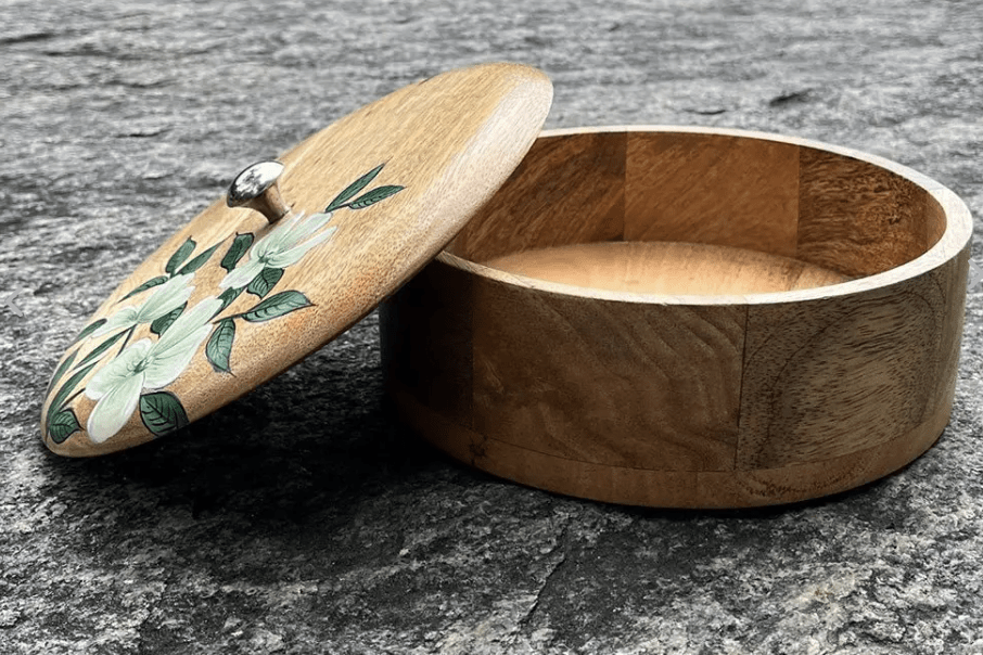 Wooden Roti Box Hand Painted And Crafted With Mango Wood - Eco Friendly Tableware