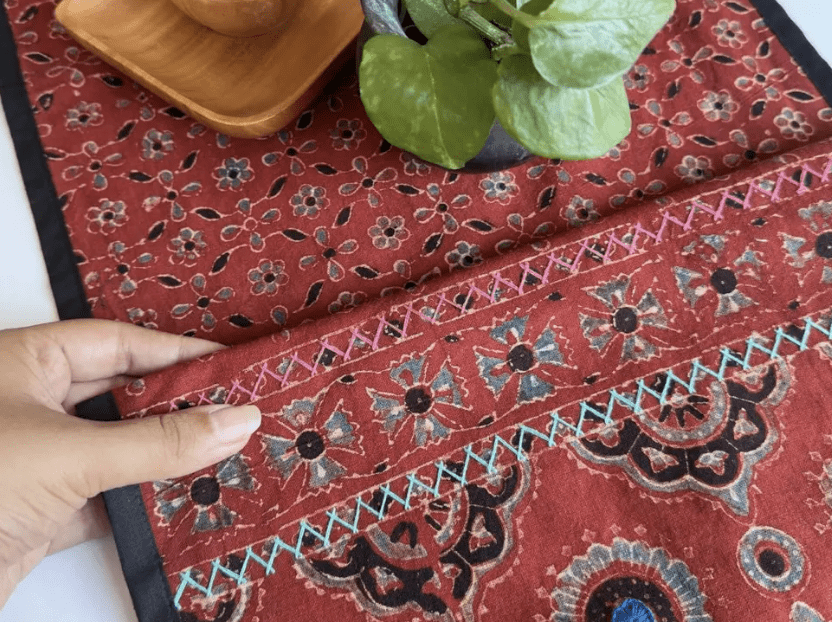Dining Table Runner in Cotton with Block Print Red| Eco Friendly Tableware Sustainably Crafted from Pure Cotton | Handmade In India