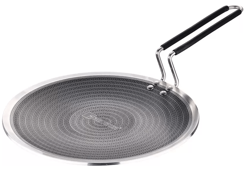 BERGNER Hi-Tech Prism Concave Roti Stainless steel Tawa 26 cm diameter (Stainless Steel, Induction Bottom)