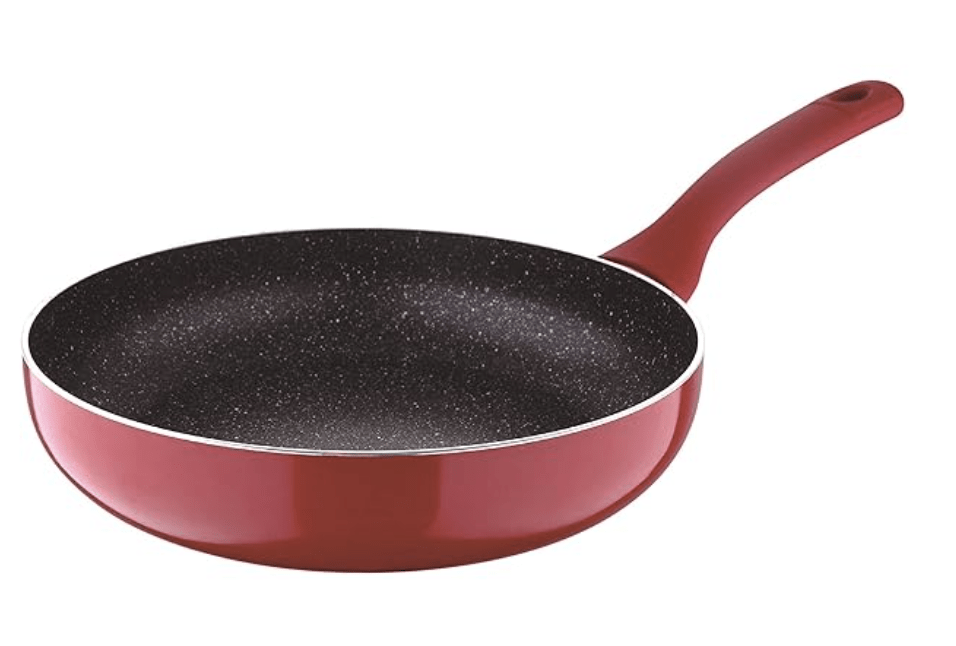 बर्गनर बेलिनी प्लस 5 लेयर मार्बल नॉन-स्टिक फ्राईपैन, 26 सेमी, इंडक्शन बेस, सॉफ्ट टच हैंडल, खाद्य-सुरक्षित (PFOA मुक्त), मोटाई 3.2 मिमी, बर्गनर द्वारा 1 वर्ष की वारंटी, लाल