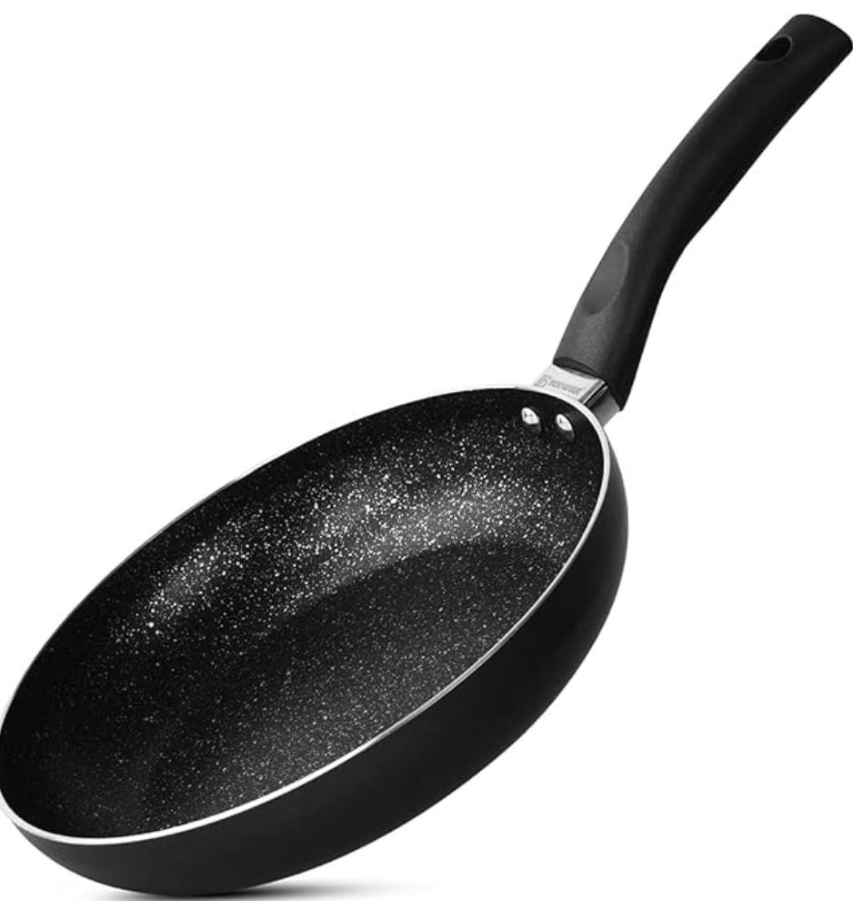 बर्गनर एसेंशियल प्लस 5-लेयर नॉन-स्टिक कोटेड 24 सेमी फ्राईपैन, कम तेल की खपत, बेकलाइट हैंडल वाला फ्राइंग पैन, आरामदायक पकड़, PFOA मुक्त, तुरंत गर्मी वितरण, साफ करने में आसान - इंडक्शन बॉटम