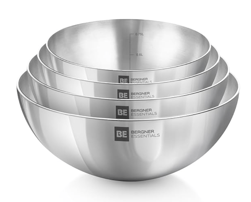Bergner BE Bergner Essentials 4 Pcs Set of Extra Deep Tasra, Triply Stainless Steel Taslas - 18cm (1L), 20cm (1.5L), 22cm (2L) and 24cm (2.5L), Consumes Less Oil, Flared Rims, Induction Bottom