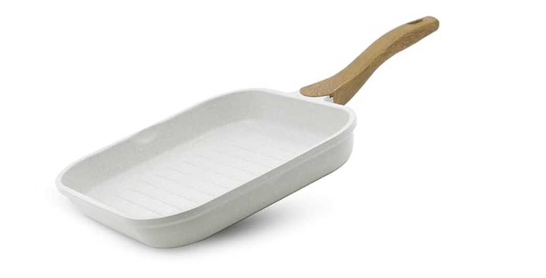 बर्गनर नेचुरल कास्ट एल्युमीनियम 26 सेमी ग्रिल पैन, मार्बल नॉन-स्टिक कोटिंग, कम तेल उपयोग, खरोंच प्रतिरोधी और टिकाऊ, सॉफ्ट टच हैंडल, साफ करने में आसान - इंडक्शन बॉटम, मुफ़्त नॉन-वोवन ट्राइवेट