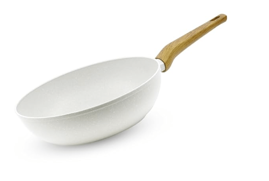 बर्गनर प्राकृतिक रूप से फोर्ज्ड एल्युमीनियम 28 सेमी (3 लीटर) वोक, मार्बल नॉन-स्टिक कोटिंग, कम तेल उपयोग, खरोंच प्रतिरोधी और टिकाऊ, मुलायम स्पर्श वाला हैंडल, साफ करने में आसान - इंडक्शन बॉटम, मुफ़्त नॉन-वोवन ट्राइवेट