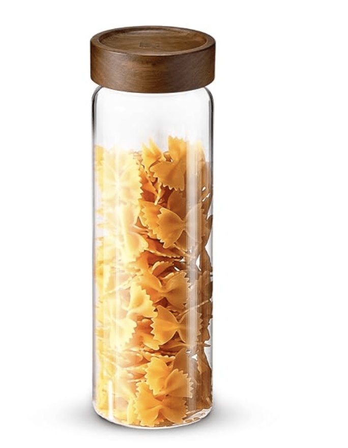 BERGNER Acadia Borosilicate 990ml Glass Jar with Solid Wood Lid, For Storing and Preserving Sugar, Flour, Tea, Coffee, Spices, Candy, Oats | Airtight Multipurpose Glass Container for Kitchen